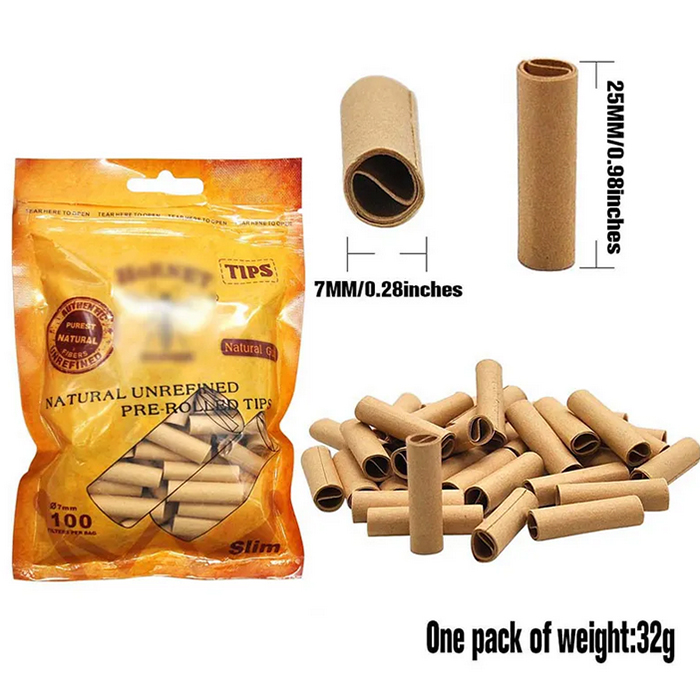 Rökningstillbehör 7mm 6mm 5mm Rolling Paper Brown White Natural Unrefined Pre-Rolled Tips for Cone Pre Rolled Cigarettes Filter