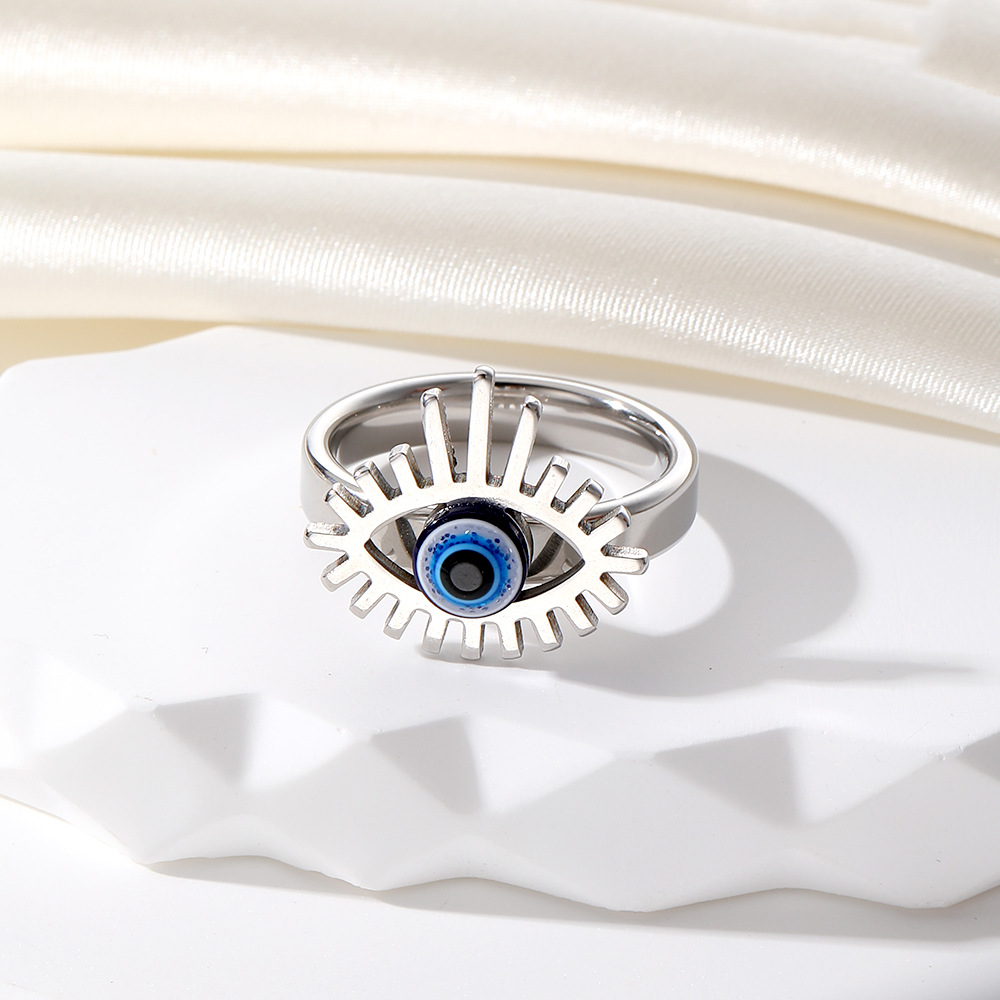 Vintage Blue Evil Eye Finger Ring voor vrouwen Gift Sieraden Hollow Crown Turkse Lucky Eye Verstelbare Party Accessoires Maat 17 18 19 20