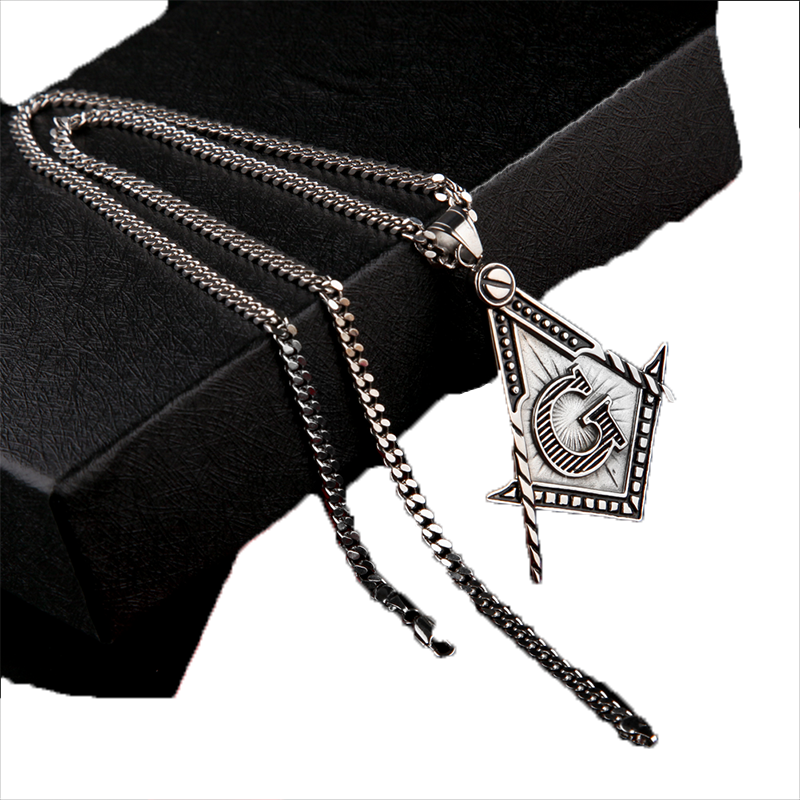 Mens roestvrij staal ma illuminati symbool Mason hanger ketting verguld met Cubaanse ketting voor mannen dames256D202E7032119