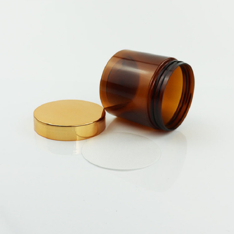 300 ml 500 ml Amber kosmetiska burkar med guldlock Bruna plastfyllningsbara behållare för grädde Body Butters Sugar Scrub Medicine