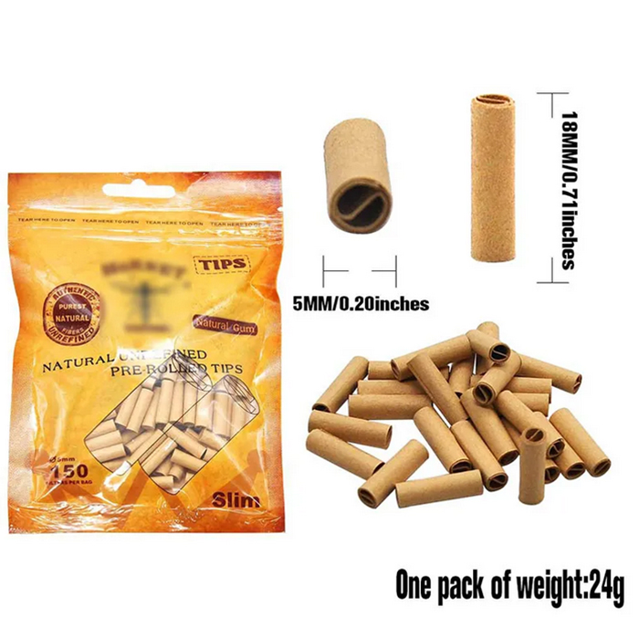 Rökningstillbehör 7mm 6mm 5mm Rolling Paper Brown White Natural Unrefined Pre-Rolled Tips for Cone Pre Rolled Cigarettes Filter