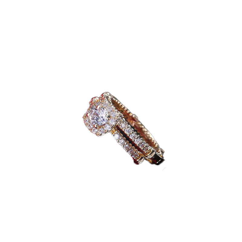 Goldplated Microset cyrkon Diamond Pins Pierścienia Biżuteria do Lady zaręczyn