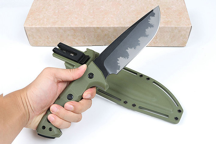 Speciale aanbieding M33 Outdoor Strong Survival Recht mes 8Cr13Mov Stone Wash Drop Point Blade Volledige Tang GFN-handgreep Vast mes Tactische messen met Kydex