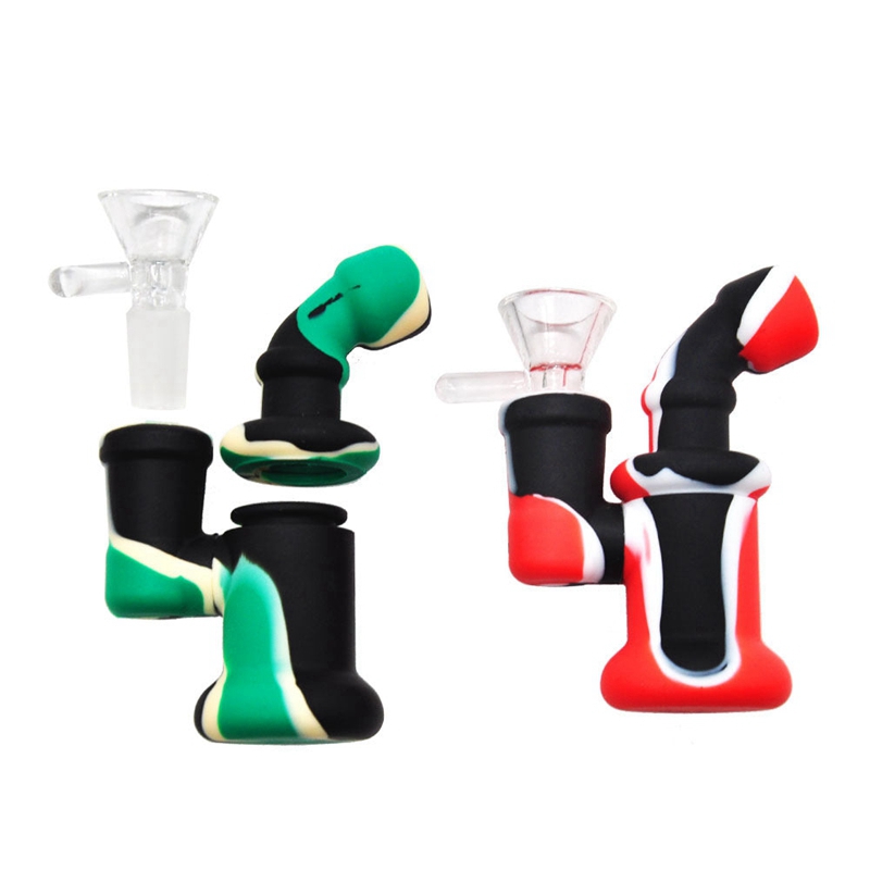 Senaste mini färgglada innovativa silikon bong pipes kit glas filter handtag tratt skålen enkel ren ört tobak cigaretthållare bärbara rökhandpipar dhl