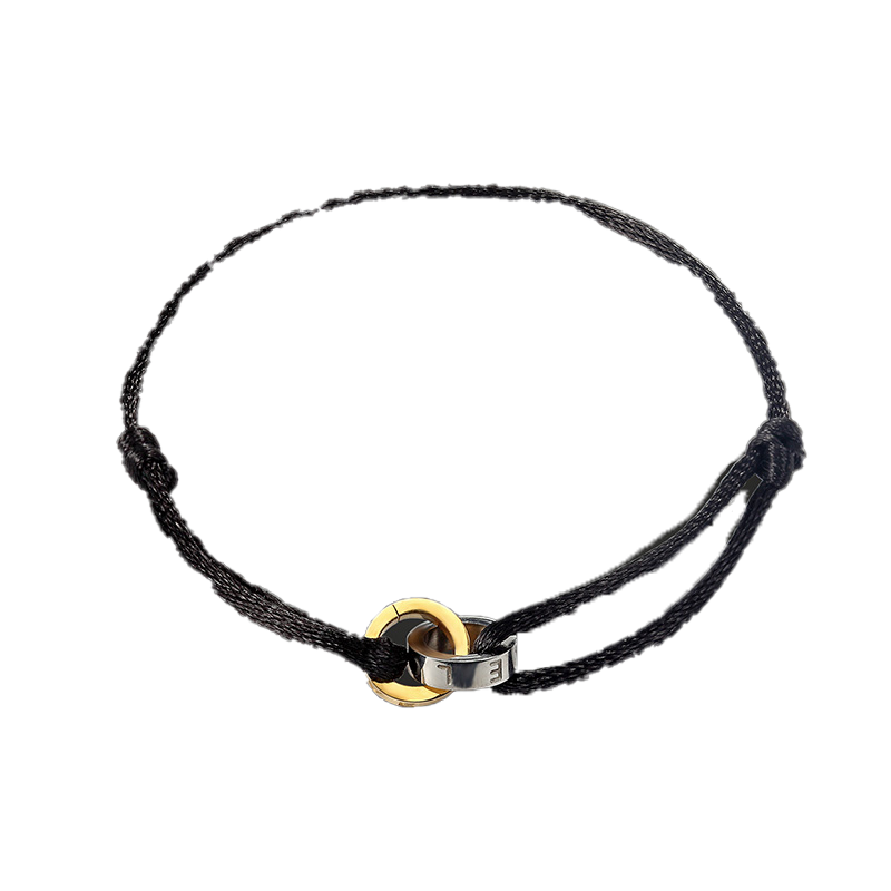 Bracelet de luxe en acier inoxydable, 2 cordes rondes en coton rétractables, jolis bijoux à la mode, cadeau unisexe populaire 5649025