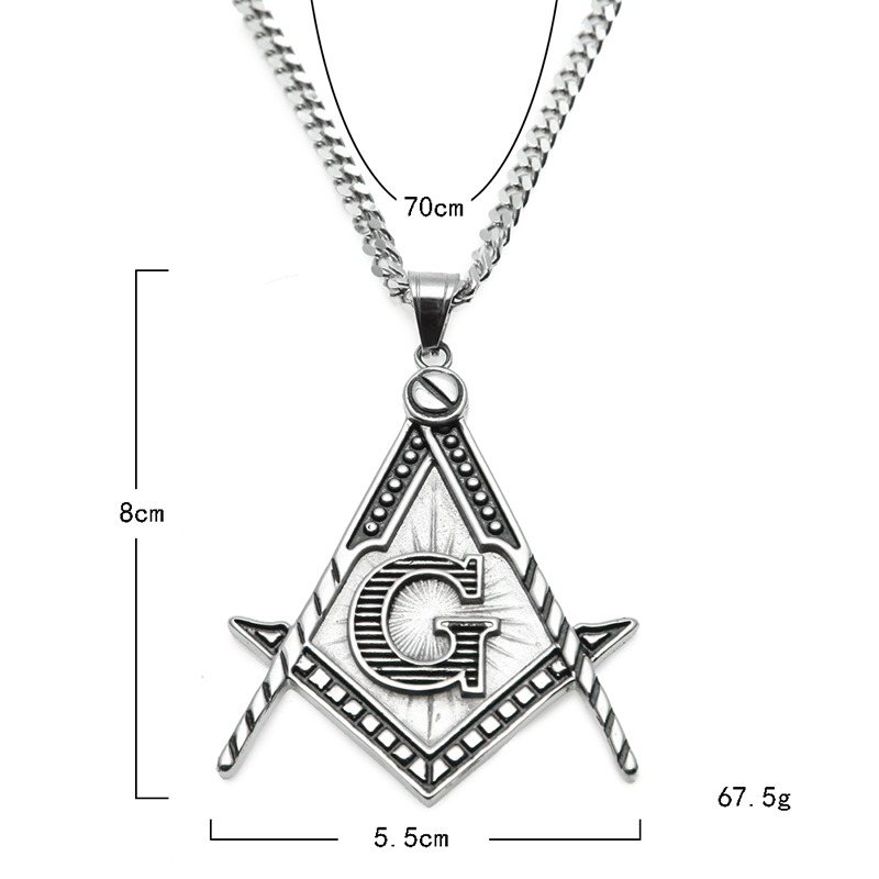 Collar con colgante de masón con símbolo de Ma Illuminati de acero inoxidable para hombre, chapado en oro, con cadena cubana para hombres y mujeres256d202E9769028