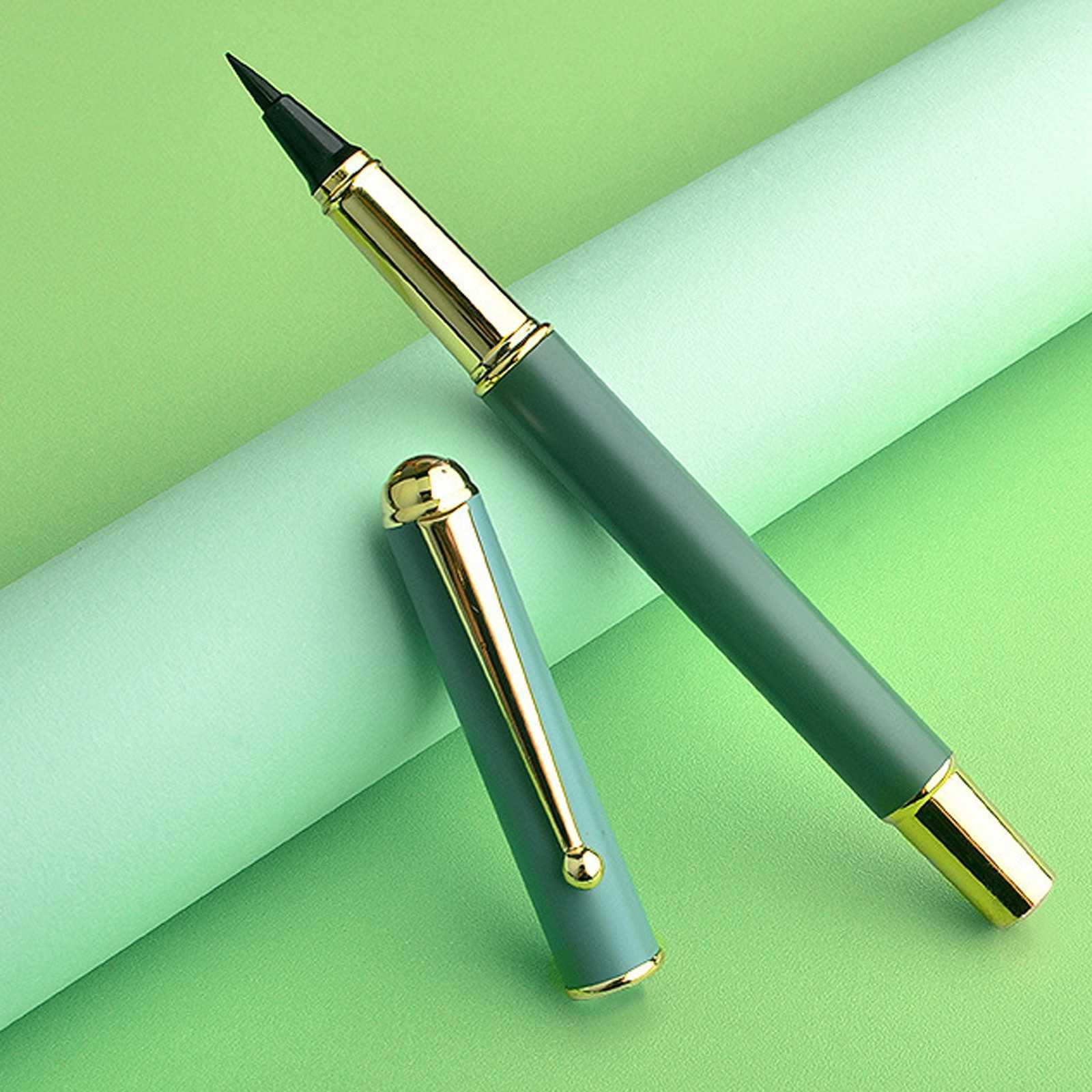 Fontänpennor Fountain Pen Type Borstar för kalligrafi Morandi Metal Soft Weasel Hair Liten vanlig skriptborste för studentmålning Skrivande HKD230904