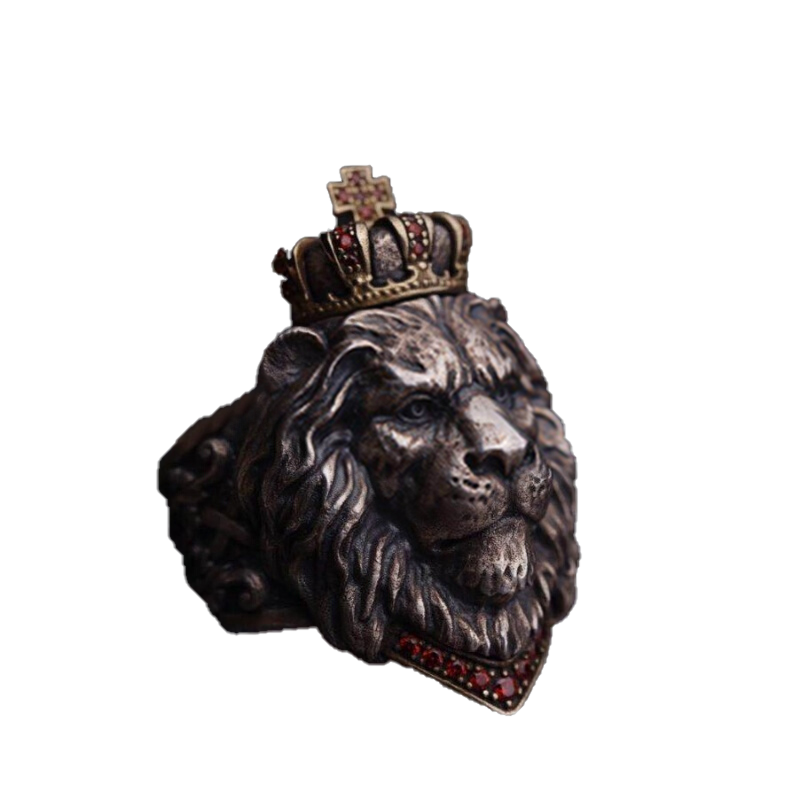 Punk Animal Crown Lion Ring للرجال Male Gothic Jewelry 714 Big Size277K271B9286383