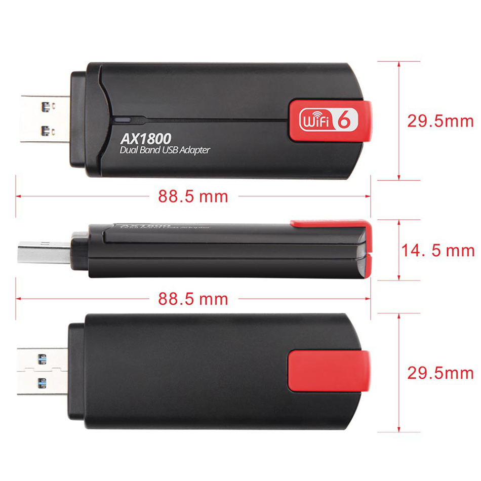 新しい1800mbps Wifi 6 USB 3.0アダプター802.11AX 2.4G/5GHzワイヤレスレシーバーWIFI6 USB DONGLE RTL8832AUSUPPLE MU-MIMO WIN WIN 7 10 11 for PC