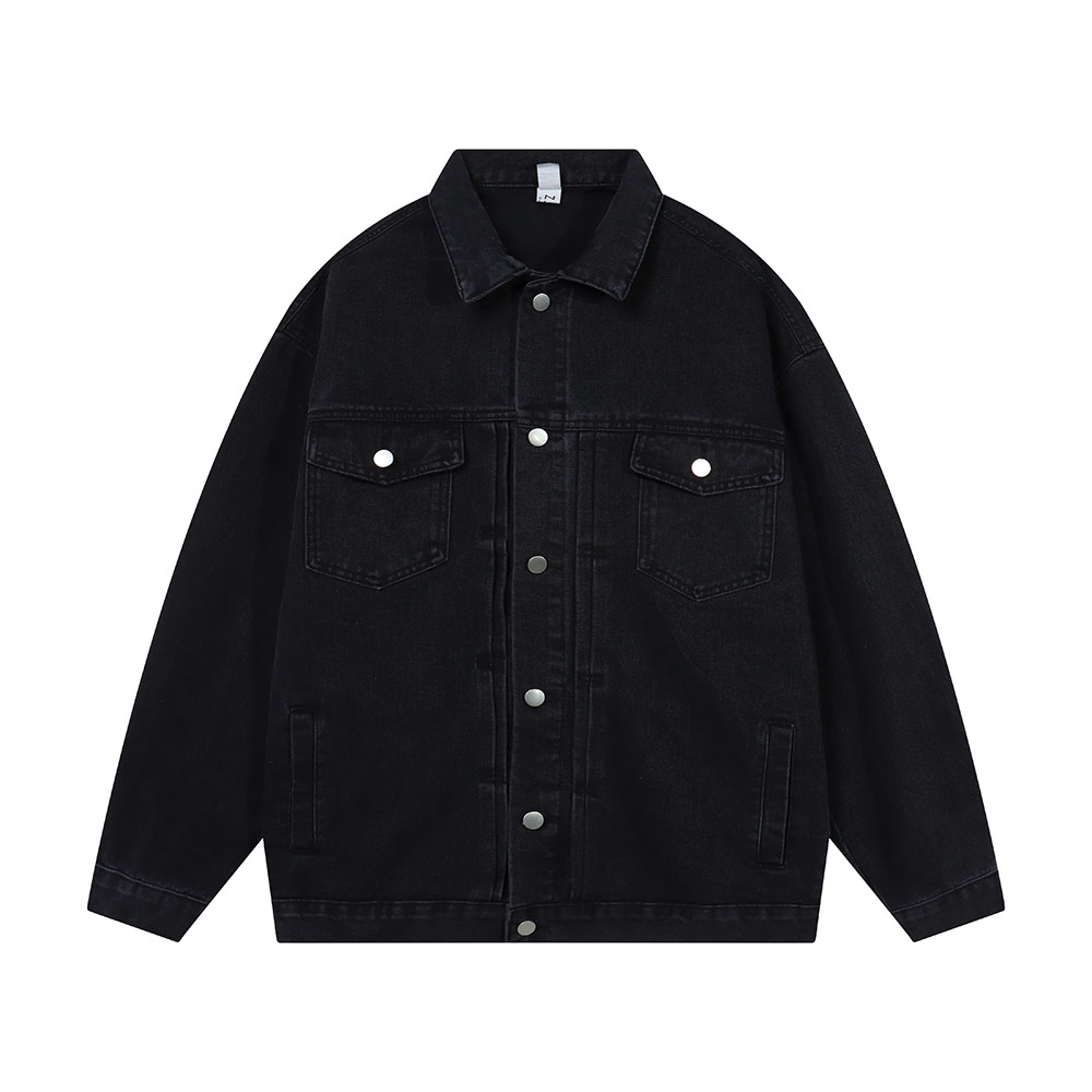 Veste en jean Baggy délavé avec lettres brodées pour hommes et femmes, manteau en Denim décontracté, surdimensionné