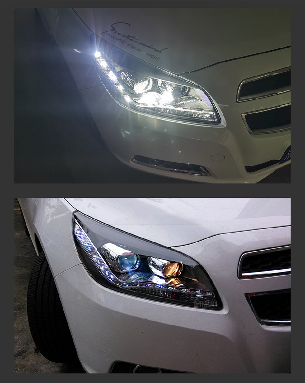 Bilhuvudljus för Malibu 2012-20 15 LED-bilstrålkastare DRL Dagslampor Höga lågbalkens främre strålkastare Assembly