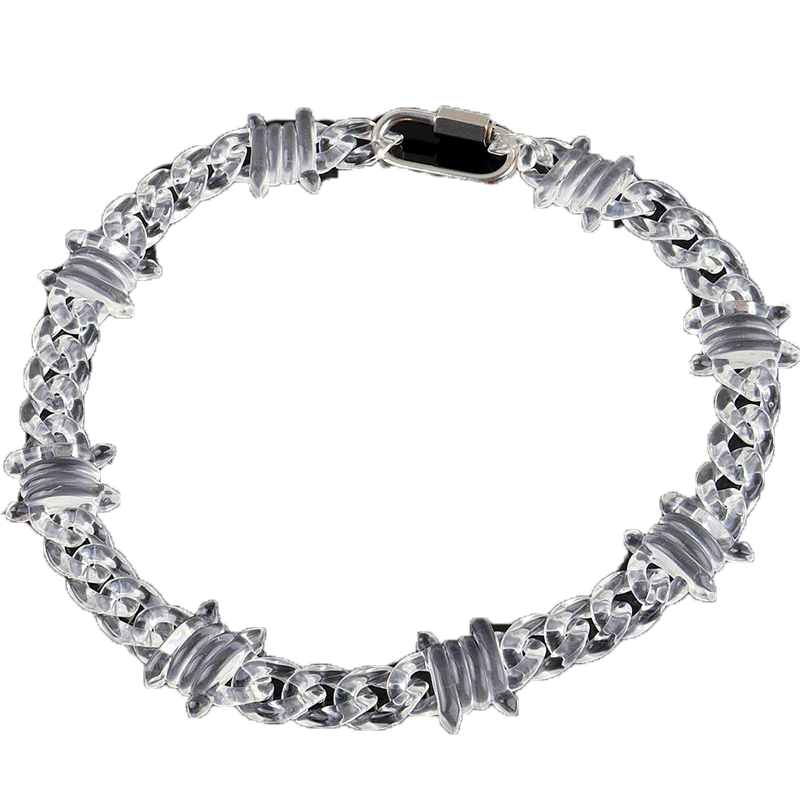 Punk transparante acryl ketting slot ketting voor mannen dames hars heldere spike kraag hanger mode sieraden ketens9680556