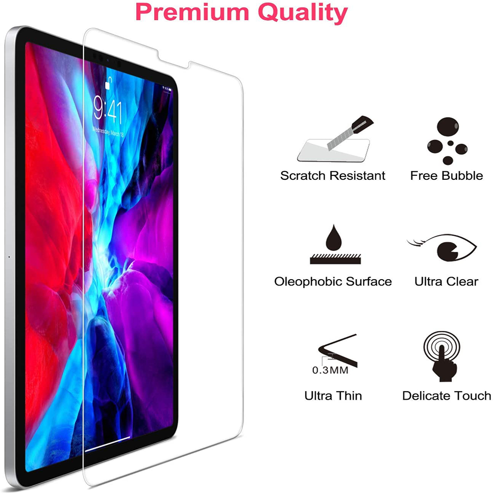 For iPad Pro 11 Tempered Glass Screen Protector For iPad Air 4 5 10.9 10th 7/8/9th Generation 5/6th Pro 9.7 Mini 6 HD Film with package