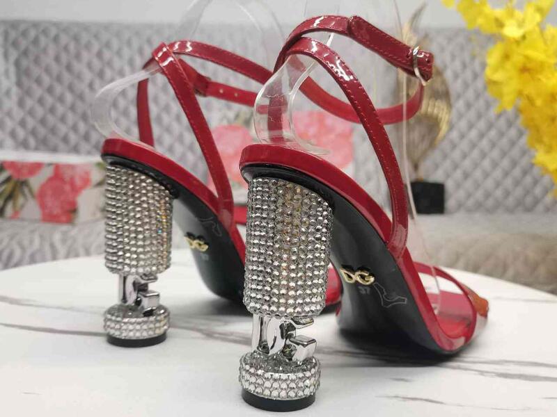 5A DDG 5616410 Polished Calfskin Rhinestones 10.5cm High Heels Sandals Discount Desinger Shoes For Women Size 35-42 Fendave