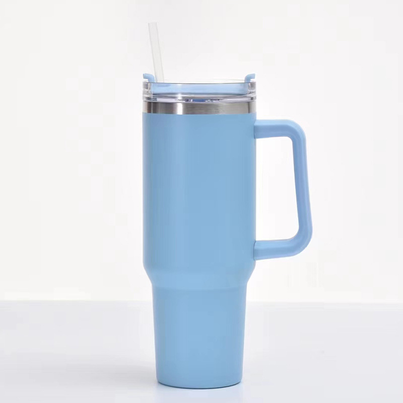 40oz stainless steel car cup vacuum double layer large capacity insulation cup outdoor portable cup with straw handle water bottle