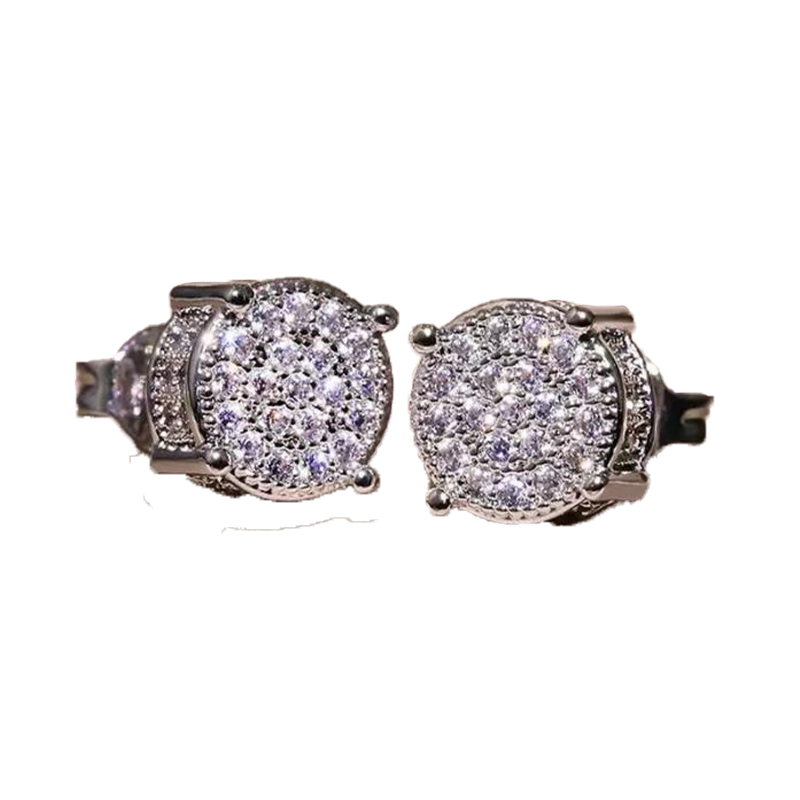 Stud Earring Vintage Sieraden 925 Sterling Silver Geel Goud vullen Pave witte saffier mousserende vrouwen mannen oorbellen voor minnaar cadeau5315677