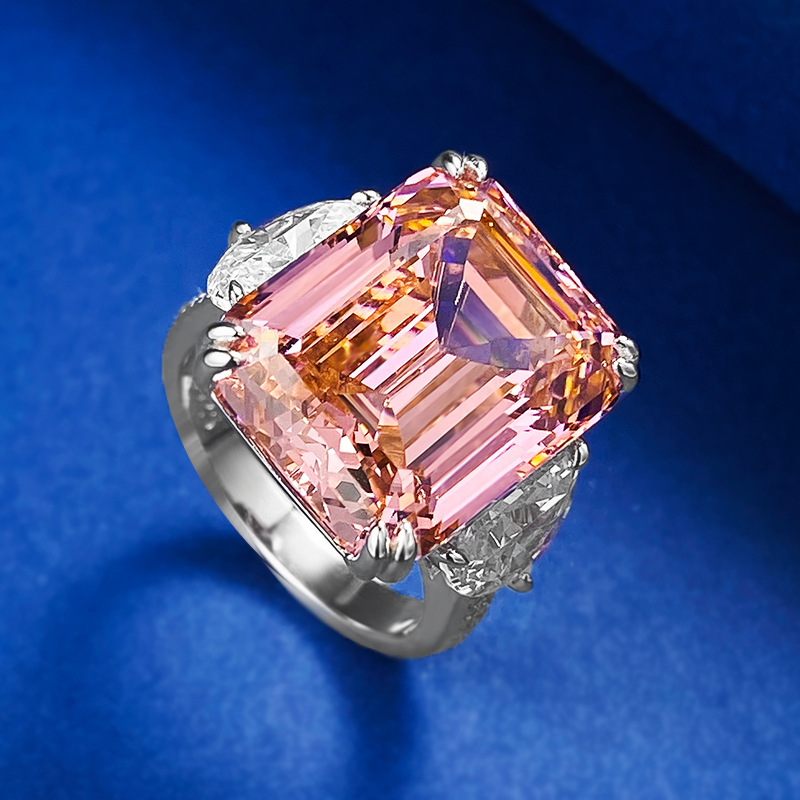 Bague de luxe en diamant rose de laboratoire 15ct, bague de mariage en argent Sterling 100% véritable 925, bijoux de fiançailles pour femmes