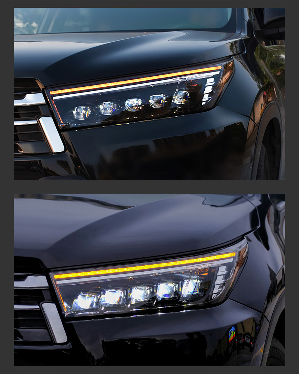 新しいKluger Highlander 20 18-20 21 DRL Lights High Beam Headlightsターン信号ランプのフルLEDヘッドライト