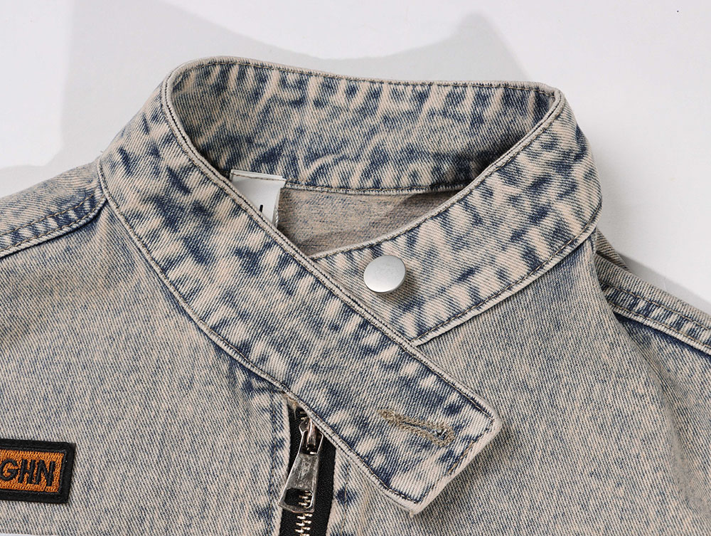 Veste en jean Baggy délavé avec lettres brodées pour hommes et femmes, manteau en Denim décontracté, surdimensionné