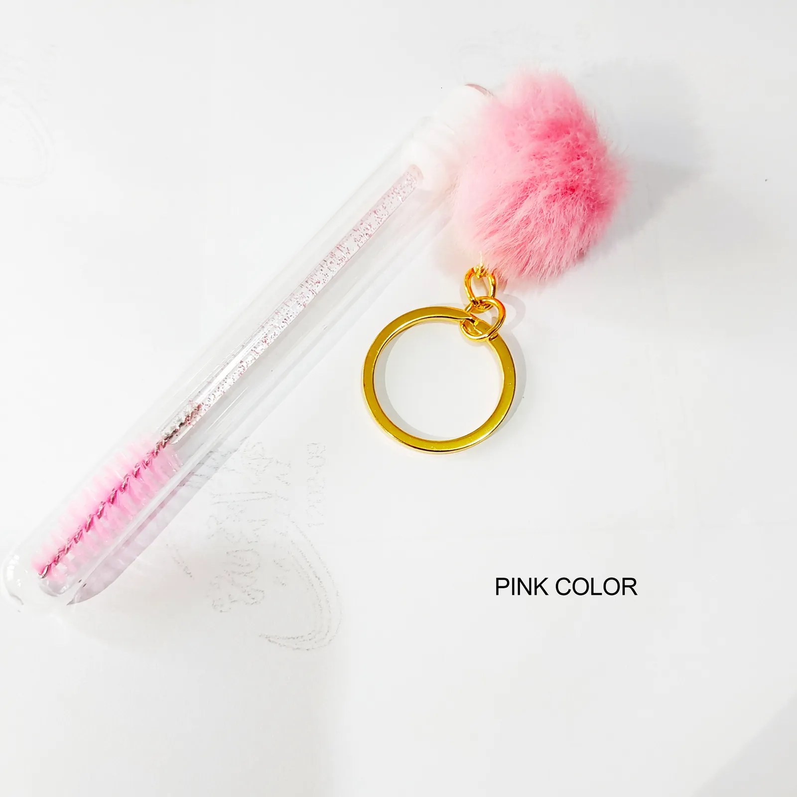 Makeup Tools Tube Eyelash Eyebrow Brush With Gold Keychain Fur Ball Glitter Mascara Wand For Lash Extension Makeup Tool