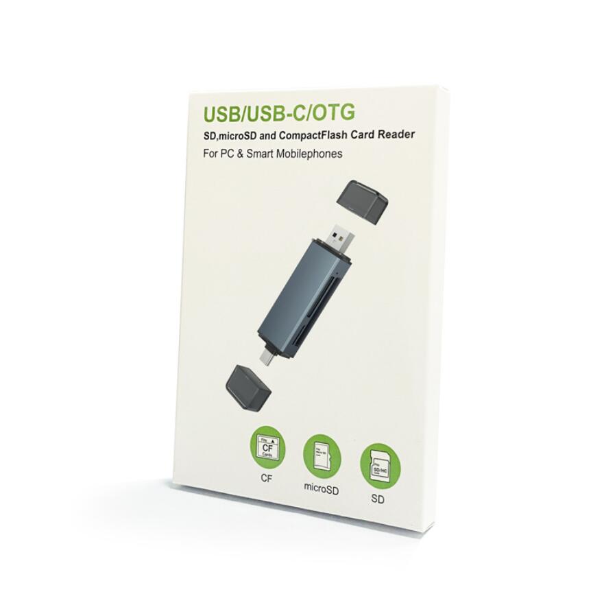 Lecteur de carte CF 3 en 1, carte mémoire interne SD, lecteur de carte SD USB, appareil photo reflex de type C, tête de convertisseur à double usage