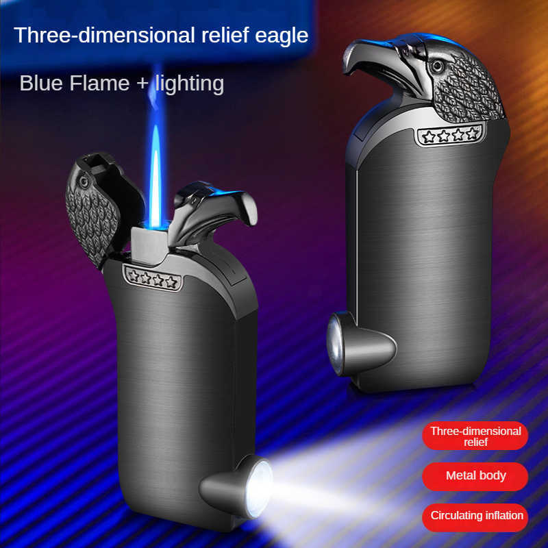 New Eagle Lighter Flashlight and Multi-functional Use of Windproof Direct Inflatable Smoking Accessories Gift HPCE
