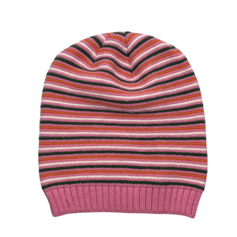 Chapeau tricoté unisexe à rayures multicolores en acrylique, Simple, en Crochet, doux et extensible, bonnet en forme de crâne, HCS343, hiver