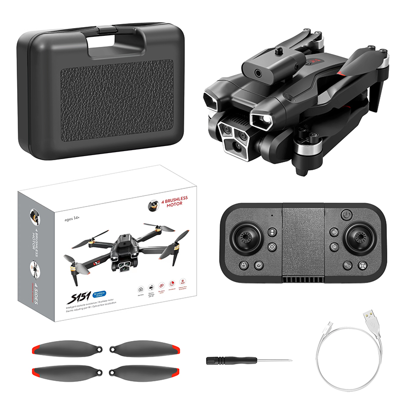 S151 Drone Dual Kamera 4K Hindernis Vermeidung Optischen Fluss Positionierung Hubschrauber bürstenlosen Quadcopter WIFI FPV Drohnen Spielzeug