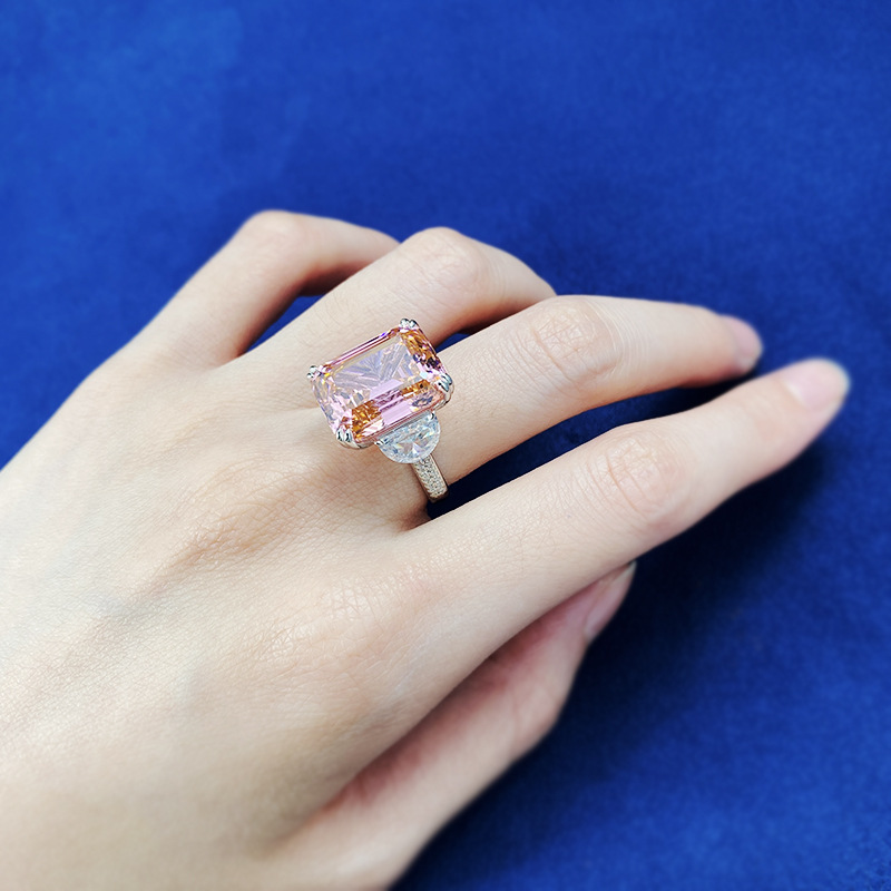 Bague de luxe en diamant rose de laboratoire 15ct, bague de mariage en argent Sterling 100% véritable 925, bijoux de fiançailles pour femmes