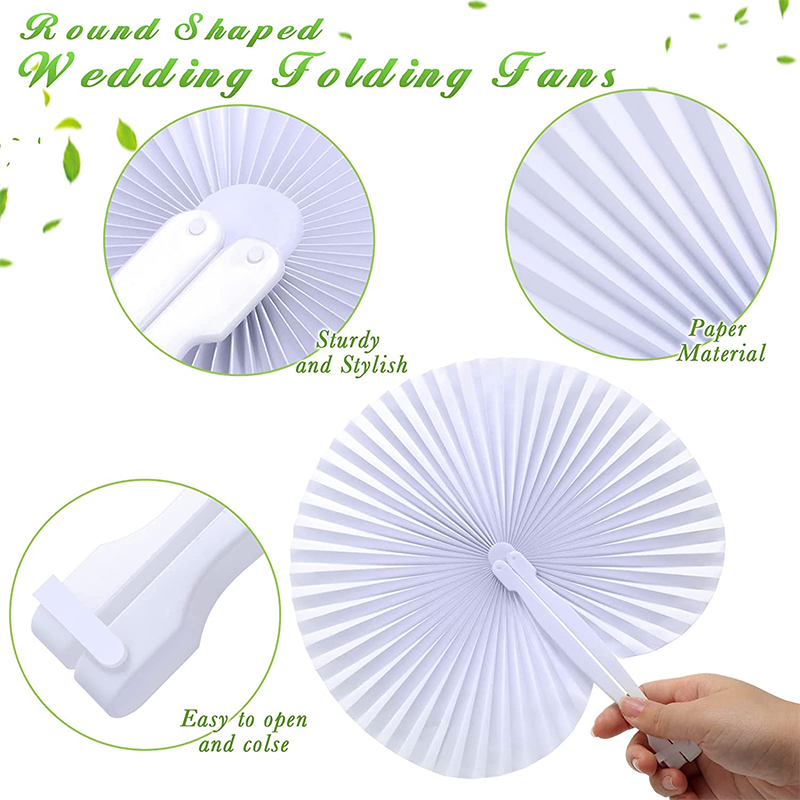 Leque dobrável em forma de coração branco, leque de papel em branco com alças de plástico, pintura diy, aniversário, casamento, decoração de festa sep05, 100 peças