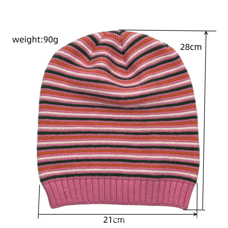 Chapeau tricoté unisexe à rayures multicolores en acrylique, Simple, en Crochet, doux et extensible, bonnet en forme de crâne, HCS343, hiver