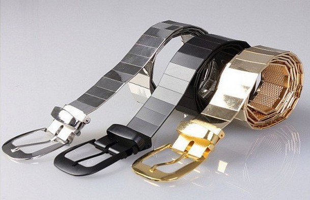 New fashion Men Metal Belt Gold Silve Black plated Metal Pin Buckled Waist belt Men Women Unisex accessory belt