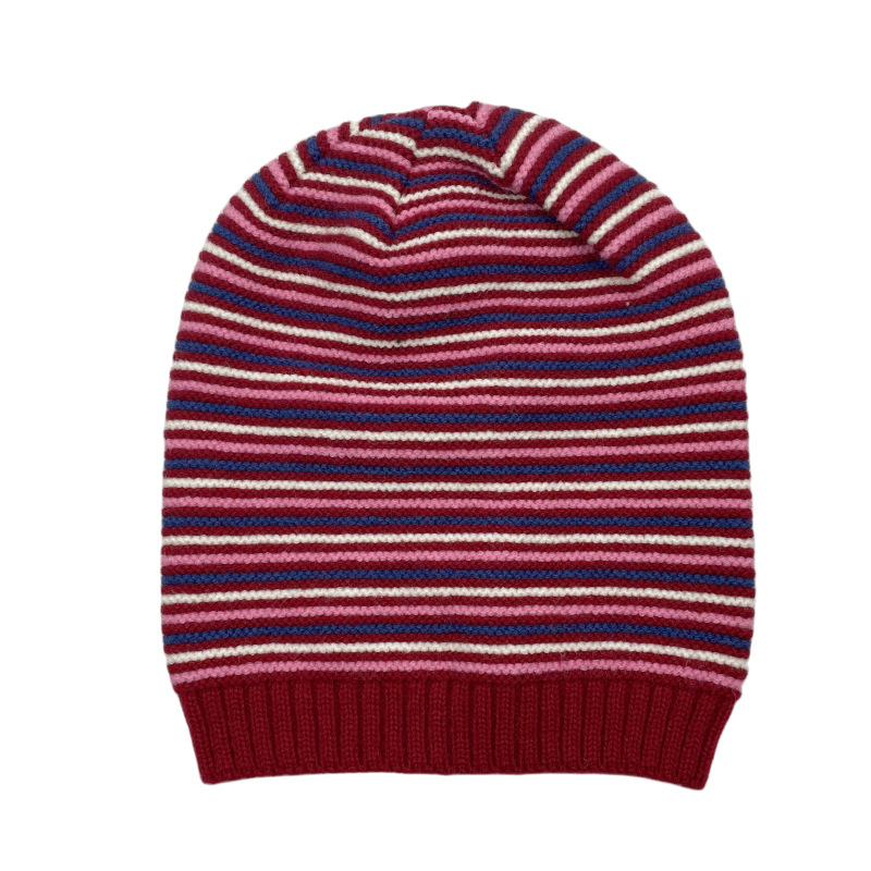 Unisex enkel akryl mångfärgad randig stickad hatt vinter unisex virkning mjuk stretch stickad skalle cap beanie hcs343