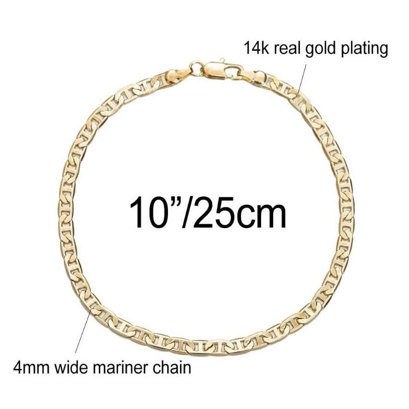 Cavigliere 4 mm Mariner catena a maglie cavigliera color oro 9 10 11 pollici braccialetto alla caviglia cubano donna uomo impermeabile consegna gioielli Dhpow