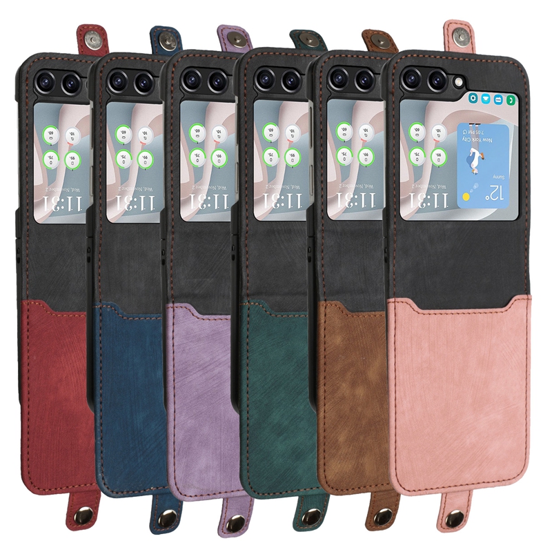 ZFold5 ZFlip5 Capa carteira de couro flip para Samsung Z Fold 5 4 3 Z Flip 5 4 3 Flip5 Fold5 Business Hybrid Kickstand Suporte para cartão Suporte para capa de livro à prova de choque