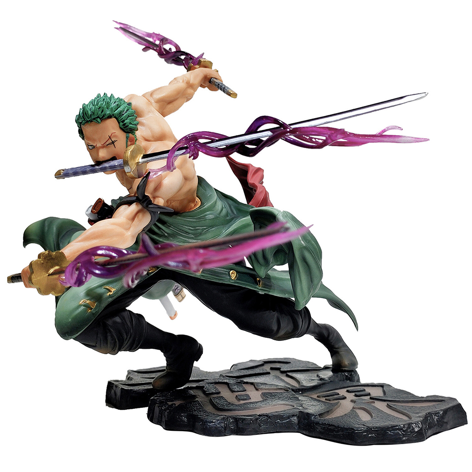 Fingle Toys 18cm One Piece Luffy Figure Roronoa Zoro Three Blade SA-Maksimum Manga Anime Statue Pvc Zbiór Zabawki dla dzieci