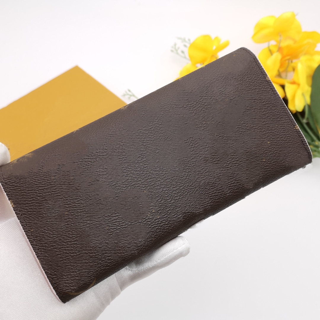 Beroemde Merk Vrouwen Lange Portefeuilles Brief Bedrukte Bloem Rits Clutch Bags Portemonnees Metalen Gesp Flip Womens Emilie Portefeuilles Luxe Dames Opslag Portemonnee Zak