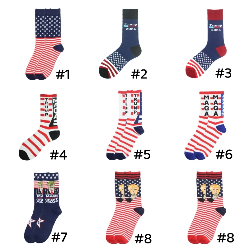 Party Favor 2024 Trump chaussettes président MAGA Trump lettre bas rayé étoiles drapeau américain chaussettes de sport MAGA chaussettes 2 pièces/paire Q556