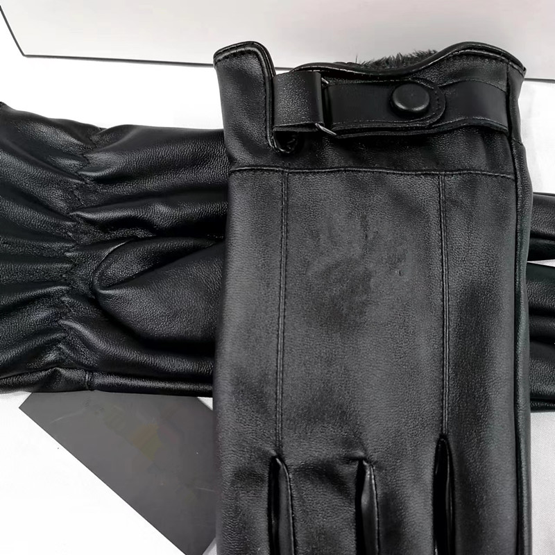 Women's Sheepskin Gloves Winter Warmth Plus Velvet Short Thin Screen Driving Female Color Leather Gloves New High-end