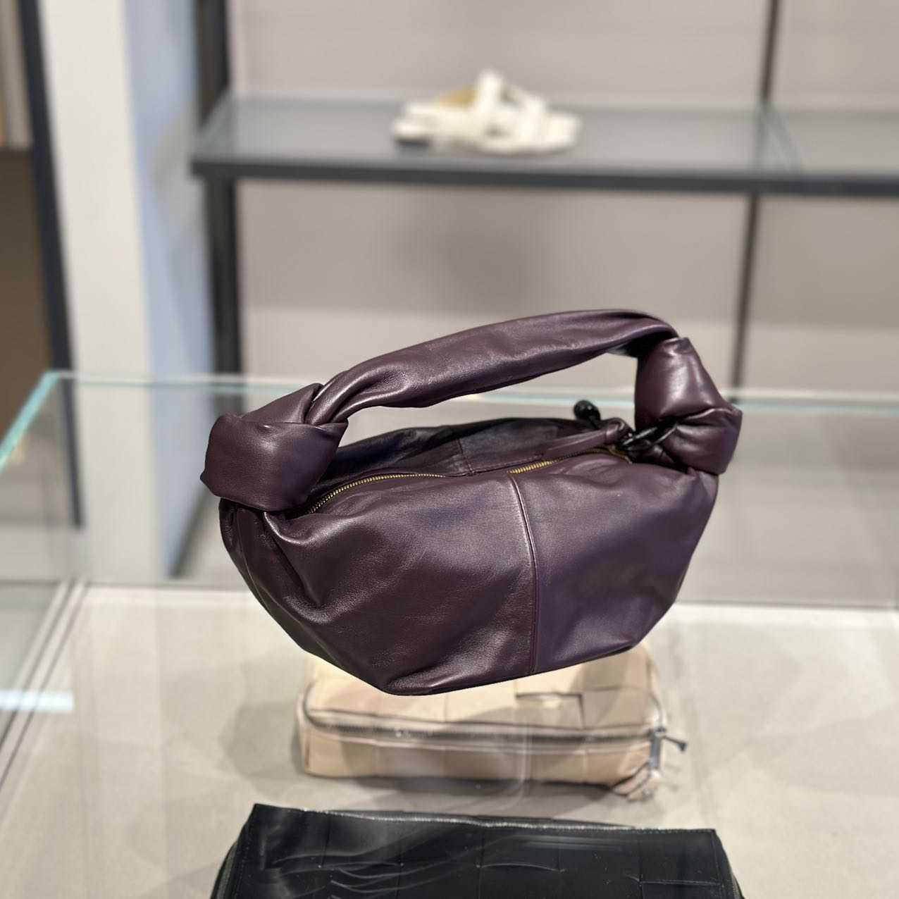7A本物のハンドバッグ豪華なBVSデザイナーBotteg Vena Bags Grape Purple Handbag XJS2R