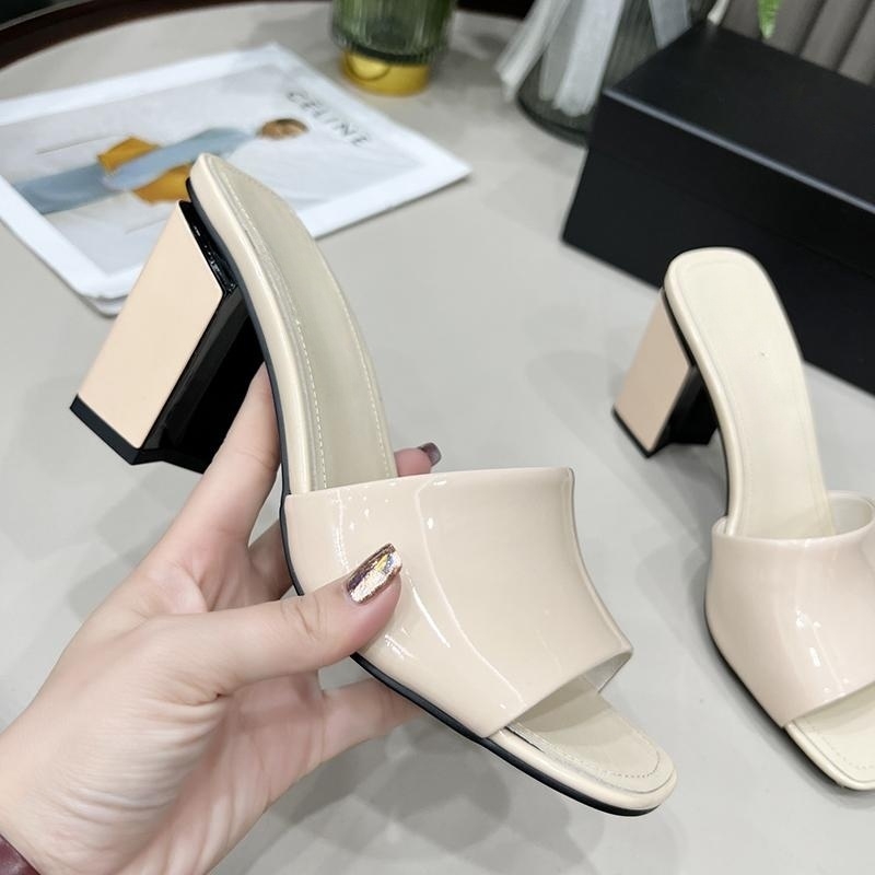 Дизайнерские женские тапочки на высоком каблуке. Сексуальные кожаные туфли на массивном каблуке. Модные летние прозрачные сандалии для вечеринок. Размер 35-43. На высоком каблуке 8,5 см 4,5 см.