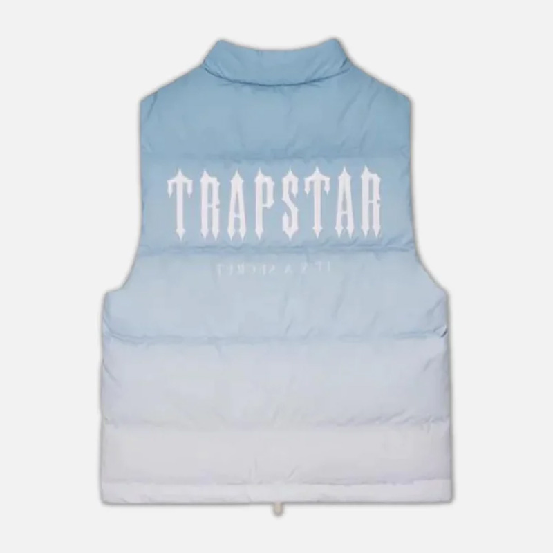 Trapstar Decoded Shooters Gilet Light Blue Gradient Vest Men Hyperdrive Irongate Badge Jacket Ice London UK Winter Coats