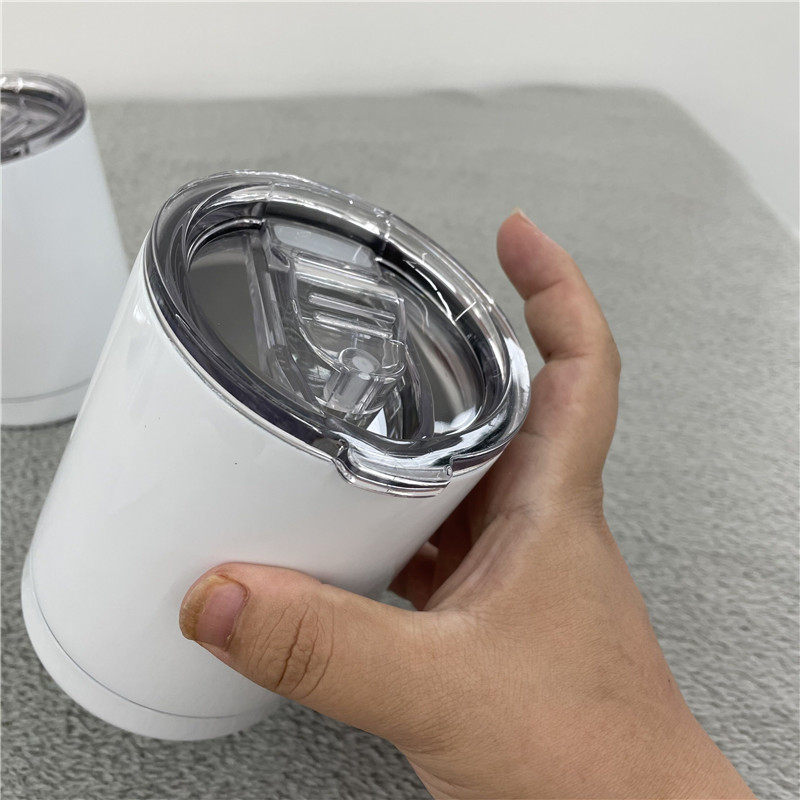 10 oz Klasik Beyaz Termos Termal Boş Süblimasyon Çift Duvarlı Vakum Yalıtımlı Paslanmaz Çelik Lowball Tumbler Kahve Su Seyahat Kupa DIY Baskı için