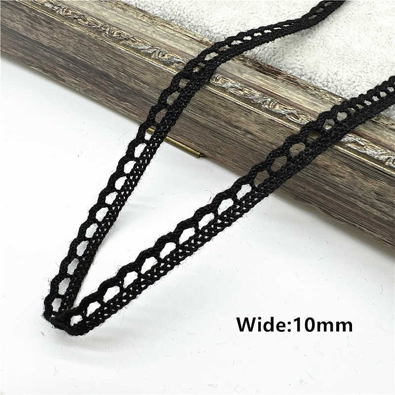 2yards10mm-50mm Black Cotton Lace Ribbon For Apparel Sewing Fabric Trim Cotton Crocheted Lace Fabric Handmade Accessories