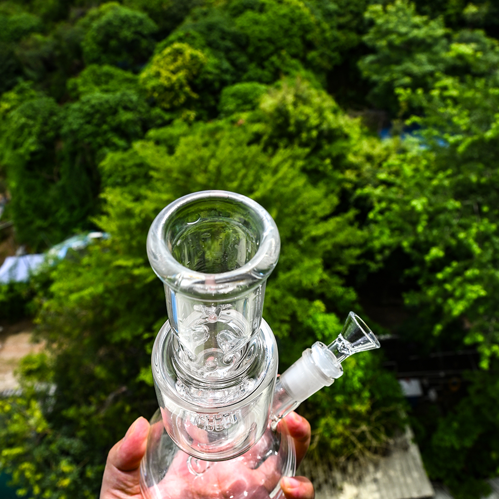 Copo de vidro grosso de 9 polegadas bong coroa perc cachimbo de água de vidro com tigela de 14 mm