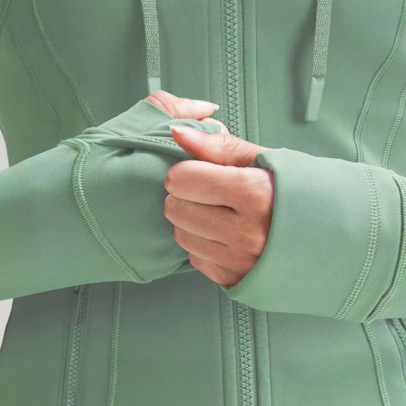 Lu – manteau à capuche d'hiver, veste de Yoga, fermeture éclair complète, manches longues, haut de sport, coupe cintrée, costume de course, Fitness, avec poches, pour la chaleur