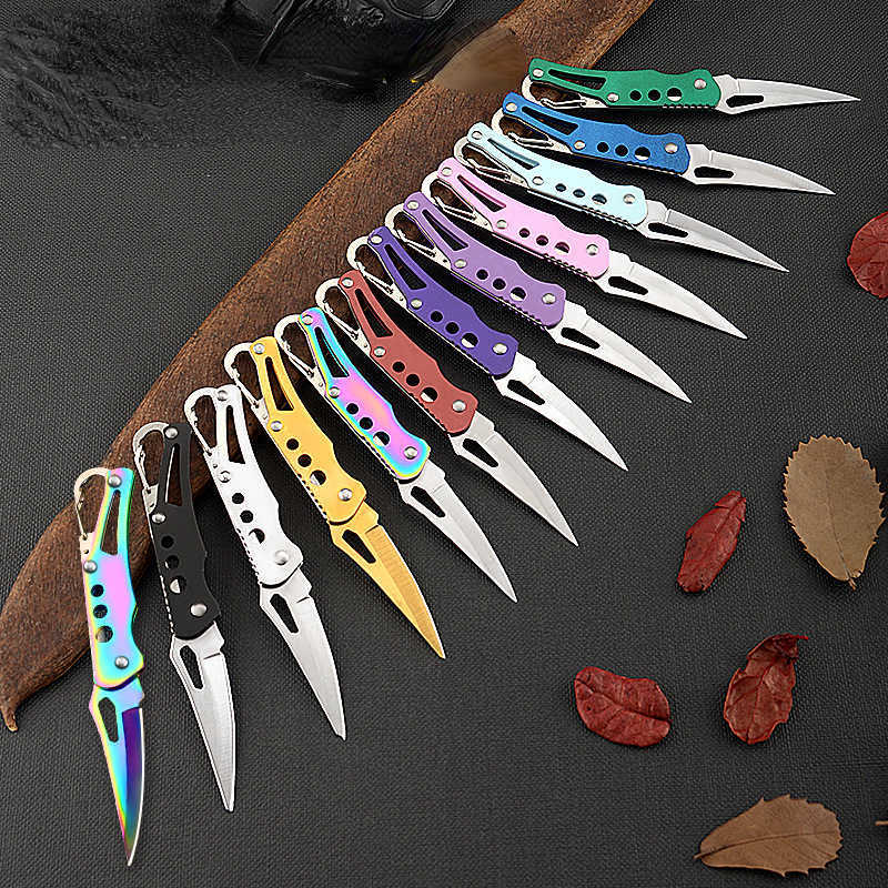 Outdoor Camping Self-Defense Folding Knife, Stainless Steel Carry-on Keychain Multifunctional Fruit Knife Tools 820U
