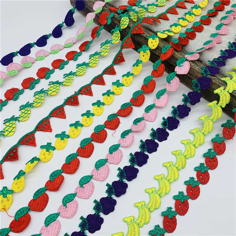 1ヤード20mmフルーツ形状のレーストリム編み結婚式の刺繍リボンDIY手作りパッチワーク縫製用品工芸品