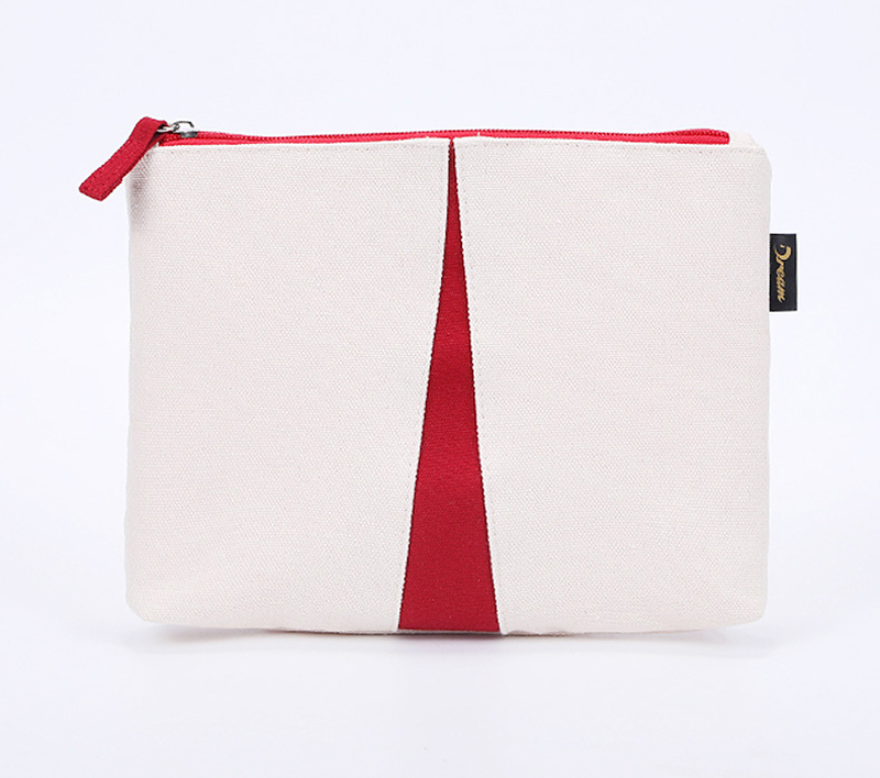 DHLCosmetic Cases 12oz Canvas White Patchwork Square Large Capacity Short Makeup Bag Mix Color