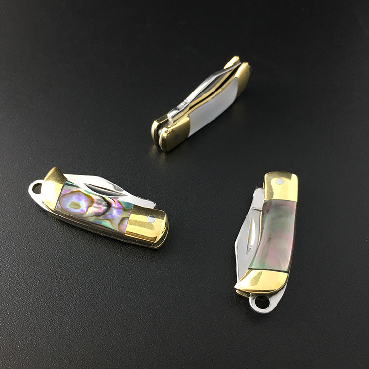 Küçük Katlanır Pocket Bıçağı Taşınabilir Mini Kesici EDC UYGULAMASI Dış Mekan Anahtar Bıçak Aracı Bakır Kabuklu Tutma